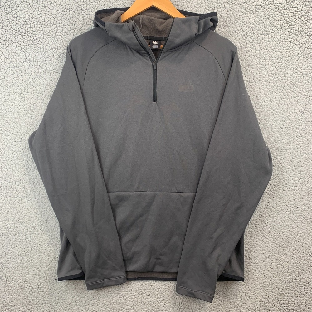 REI Fleece Hoodie Dark Gray Fleece Lined Comfortable Men's Size Large